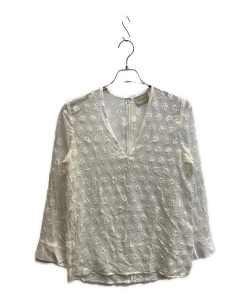 UNITED ARROWS（ユナイテッドアローズ）UNITED ARROWS (ユナイテッドアローズ) シアーラメジャガードブラウス ホワイト サイズ:フリーの古着・服飾アイテム