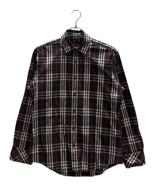BURBERRY BLACK LABEL（バーバリーブラックレーベル）BURBERRY BLACK LABEL (バーバリーブラックレーベル) ノバチェックシャツ ブラック×レッド サイズ:3の古着・服飾アイテム