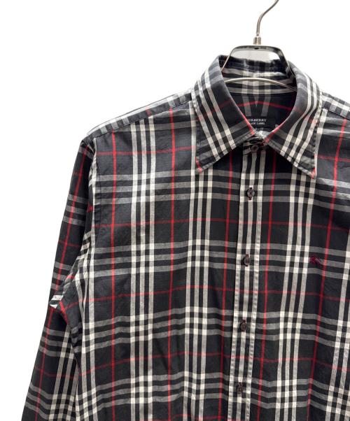 BURBERRY BLACK LABEL（バーバリーブラックレーベル）BURBERRY BLACK LABEL (バーバリーブラックレーベル) ノバチェックシャツ ブラック×レッド サイズ:3の古着・服飾アイテム