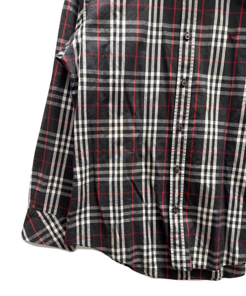 BURBERRY BLACK LABEL（バーバリーブラックレーベル）BURBERRY BLACK LABEL (バーバリーブラックレーベル) ノバチェックシャツ ブラック×レッド サイズ:3の古着・服飾アイテム