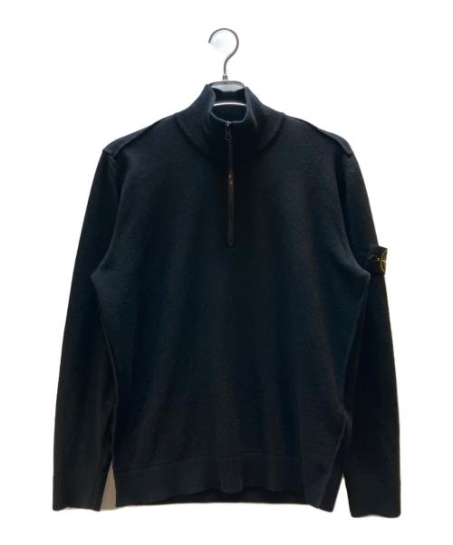STONE ISLAND（ストーンアイランド）STONE ISLAND (ストーンアイランド) ウールハーフジップセーター ブラック サイズ:Ｌの古着・服飾アイテム
