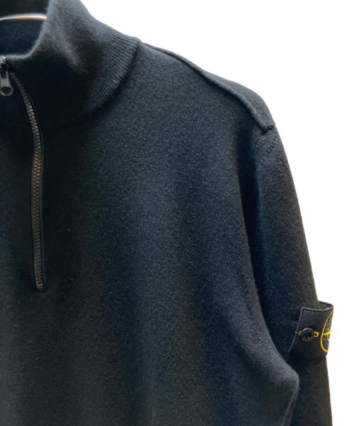 STONE ISLAND（ストーンアイランド）STONE ISLAND (ストーンアイランド) ウールハーフジップセーター ブラック サイズ:Ｌの古着・服飾アイテム