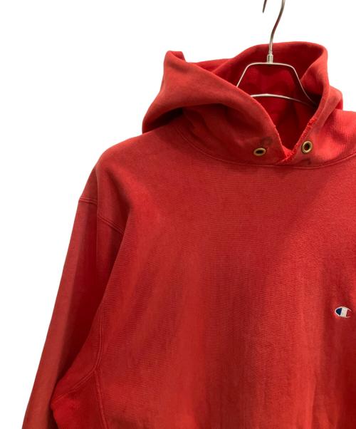 Champion REVERSE WEAVE（チャンピオン リバース ウィーブ）Champion REVERSE WEAVE (チャンピオン リバース ウィーブ) プルオーバーパーカー　目あり レッド サイズ:XLの古着・服飾アイテム