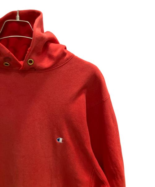 Champion REVERSE WEAVE（チャンピオン リバース ウィーブ）Champion REVERSE WEAVE (チャンピオン リバース ウィーブ) プルオーバーパーカー　目あり レッド サイズ:XLの古着・服飾アイテム