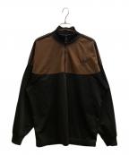 adidasアディダス）の古着「ハーフジップトラックジャケット」｜ブラック×ブラウン