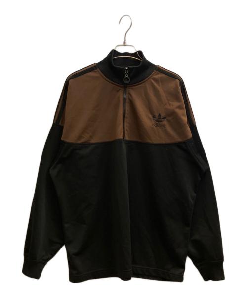 adidas（アディダス）adidas (アディダス) ハーフジップトラックジャケット ブラック×ブラウン サイズ:Ｓの古着・服飾アイテム