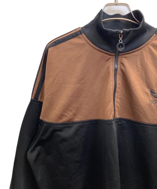 adidas（アディダス）adidas (アディダス) ハーフジップトラックジャケット ブラック×ブラウン サイズ:Ｓの古着・服飾アイテム