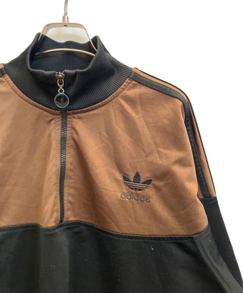 adidas（アディダス）adidas (アディダス) ハーフジップトラックジャケット ブラック×ブラウン サイズ:Ｓの古着・服飾アイテム