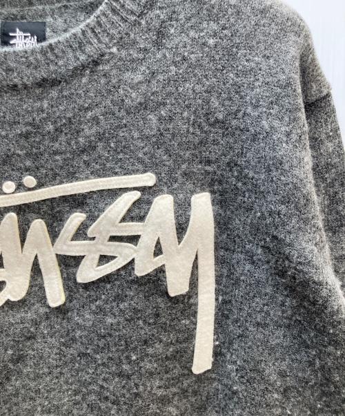 stussy（ステューシー）stussy (ステューシー) 金タグ　厚手ニット グレー サイズ:Мの古着・服飾アイテム