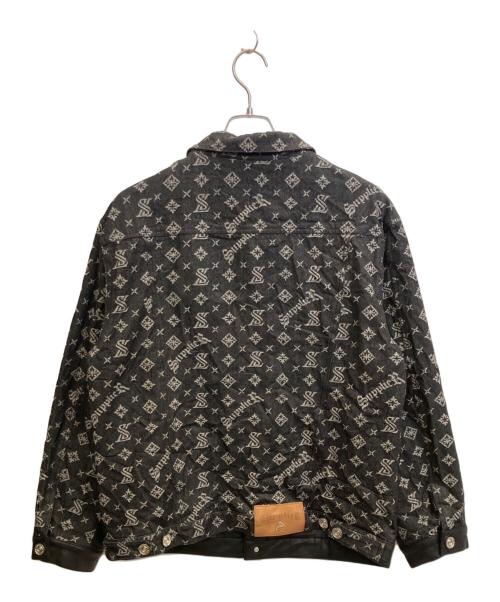 SUPPLIER（サプライヤー）SUPPLIER (サプライヤー) フェイクレザー×デニム切替ジャケット ブラック サイズ:XLの古着・服飾アイテム