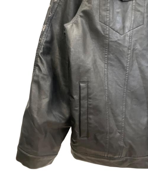 SUPPLIER（サプライヤー）SUPPLIER (サプライヤー) フェイクレザー×デニム切替ジャケット ブラック サイズ:XLの古着・服飾アイテム