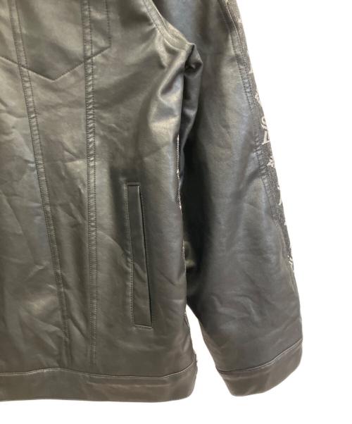 SUPPLIER（サプライヤー）SUPPLIER (サプライヤー) フェイクレザー×デニム切替ジャケット ブラック サイズ:XLの古着・服飾アイテム