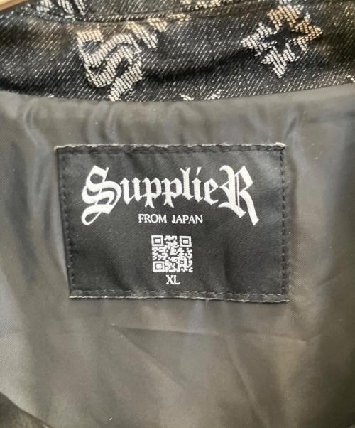 SUPPLIER（サプライヤー）SUPPLIER (サプライヤー) フェイクレザー×デニム切替ジャケット ブラック サイズ:XLの古着・服飾アイテム