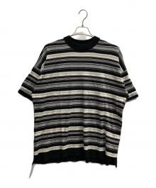 BALLAST ARK（バラストアーク）の古着「MULTI BORDER COTTON KNIT TEE」｜ブラック×グレー