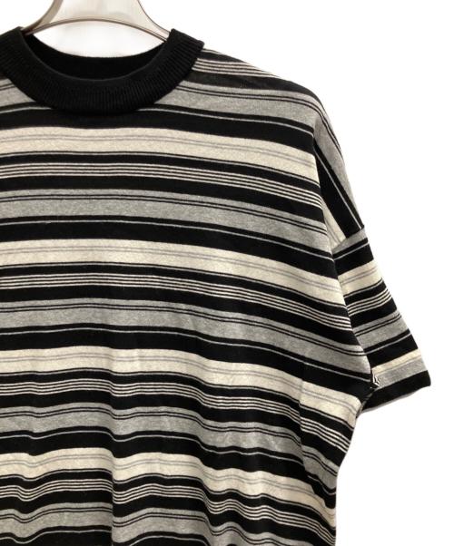BALLAST ARK（バラストアーク）BALLAST ARK (バラストアーク) MULTI BORDER COTTON KNIT TEE ブラック×グレー サイズ:Ｌの古着・服飾アイテム