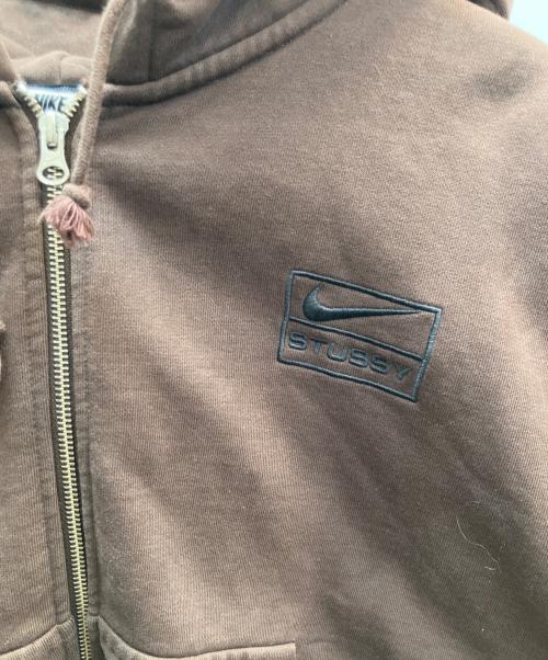 NIKE（ナイキ）NIKE (ナイキ) stussy (ステューシー) WASHED FLEECE ZIP HOODIE パーカー ブラウン サイズ:Ｓの古着・服飾アイテム