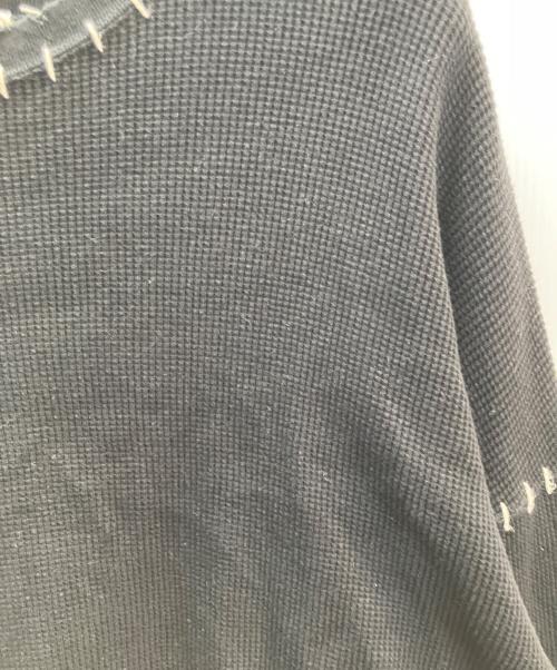 DISCOVERED（ディスカバード）DISCOVERED (ディスカバード) ビッグシルエットダメージワッフルカットソー ロンT ブラック サイズ:1の古着・服飾アイテム