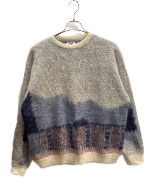 son of the cheese（（サノバチーズ））son of the cheese (（サノバチーズ）) 21AW Water KNIT モヘア混厚手ニット グレー×ブルー サイズ:Ｌの古着・服飾アイテム