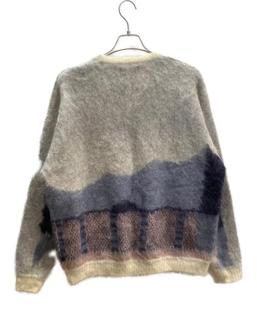 son of the cheese（（サノバチーズ））son of the cheese (（サノバチーズ）) 21AW Water KNIT モヘア混厚手ニット グレー×ブルー サイズ:Ｌの古着・服飾アイテム