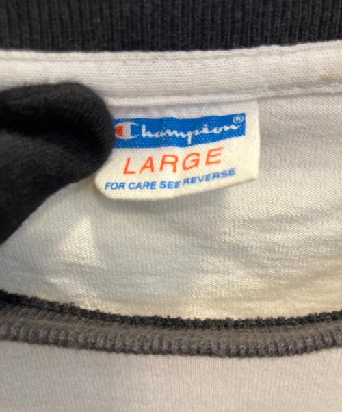 Champion（チャンピオン）Champion (チャンピオン) 半袖カットソー ホワイト×ブラック サイズ:Ｌの古着・服飾アイテム