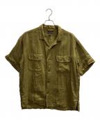 NIGEL CABOURNナイジェルケーボン）の古着「LINEN TWILL OPEN COLLAR SHIRT」｜グリーン
