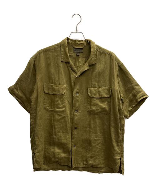 NIGEL CABOURN（ナイジェルケーボン）NIGEL CABOURN (ナイジェルケーボン) LINEN TWILL OPEN COLLAR SHIRT グリーン サイズ:48の古着・服飾アイテム