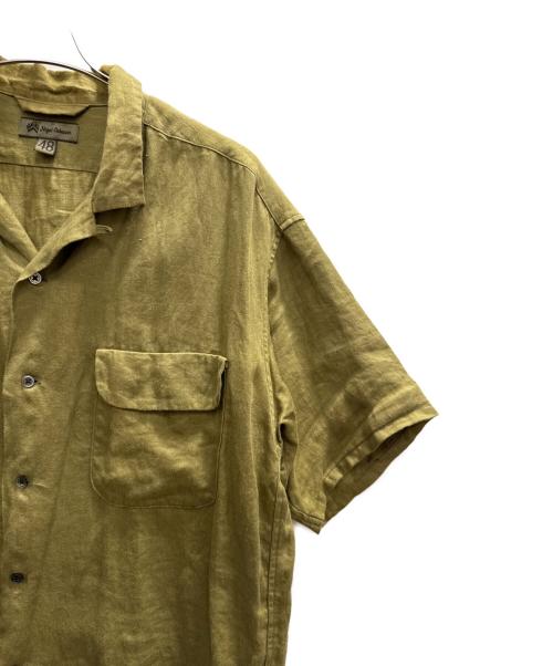 NIGEL CABOURN（ナイジェルケーボン）NIGEL CABOURN (ナイジェルケーボン) LINEN TWILL OPEN COLLAR SHIRT グリーン サイズ:48の古着・服飾アイテム