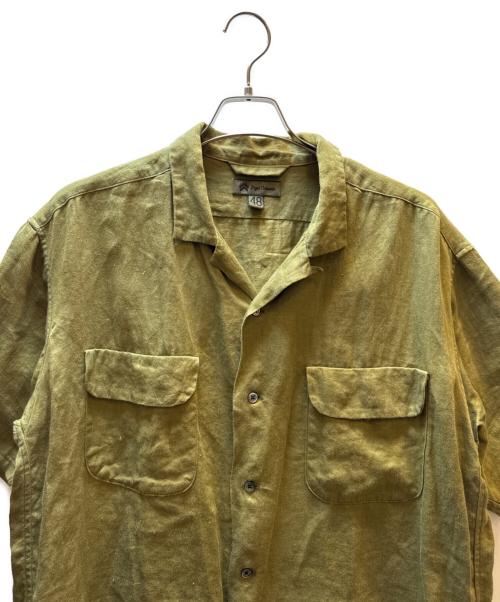 NIGEL CABOURN（ナイジェルケーボン）NIGEL CABOURN (ナイジェルケーボン) LINEN TWILL OPEN COLLAR SHIRT グリーン サイズ:48の古着・服飾アイテム