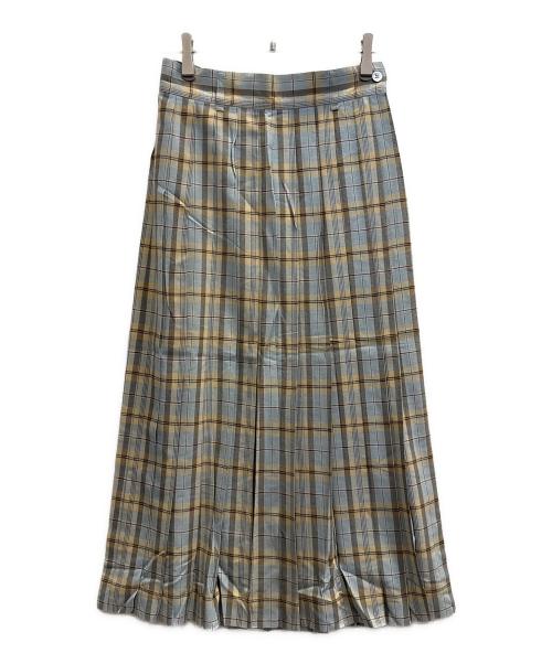 ISSEY MIYAKE（イッセイミヤケ）ISSEY MIYAKE (イッセイミヤケ) PAN230　プリーツスカート オレンジ×スカイブルー サイズ:Мの古着・服飾アイテム
