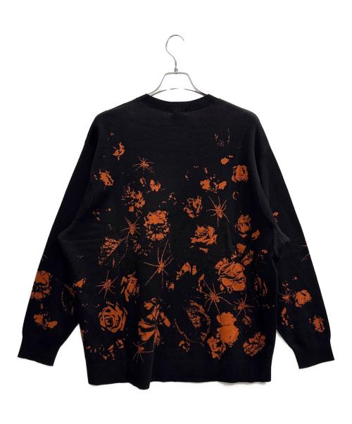 LAD MUSICIAN（ラッドミュージシャン）LAD MUSICIAN (ラッドミュージシャン) HIGH GAUGE FLOWER KNIT PULLOVER ブラック×オレンジ サイズ:44 未使用品の古着・服飾アイテム