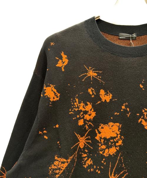 LAD MUSICIAN（ラッドミュージシャン）LAD MUSICIAN (ラッドミュージシャン) HIGH GAUGE FLOWER KNIT PULLOVER ブラック×オレンジ サイズ:44 未使用品の古着・服飾アイテム