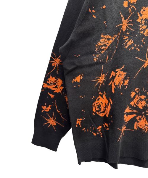 LAD MUSICIAN（ラッドミュージシャン）LAD MUSICIAN (ラッドミュージシャン) HIGH GAUGE FLOWER KNIT PULLOVER ブラック×オレンジ サイズ:44 未使用品の古着・服飾アイテム