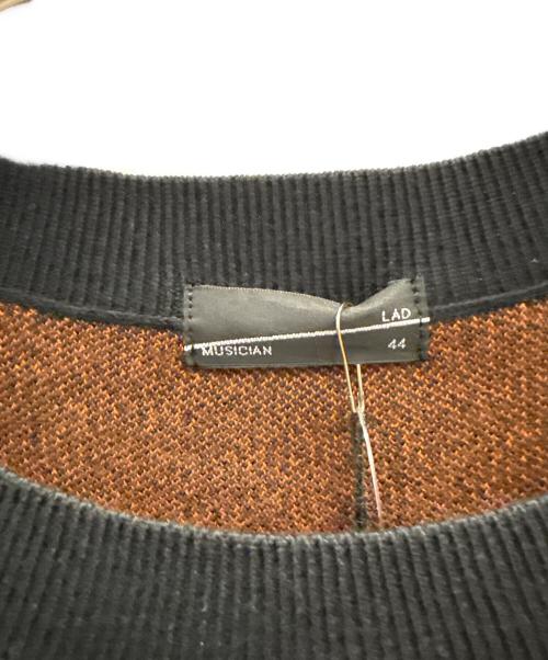 LAD MUSICIAN（ラッドミュージシャン）LAD MUSICIAN (ラッドミュージシャン) HIGH GAUGE FLOWER KNIT PULLOVER ブラック×オレンジ サイズ:44 未使用品の古着・服飾アイテム