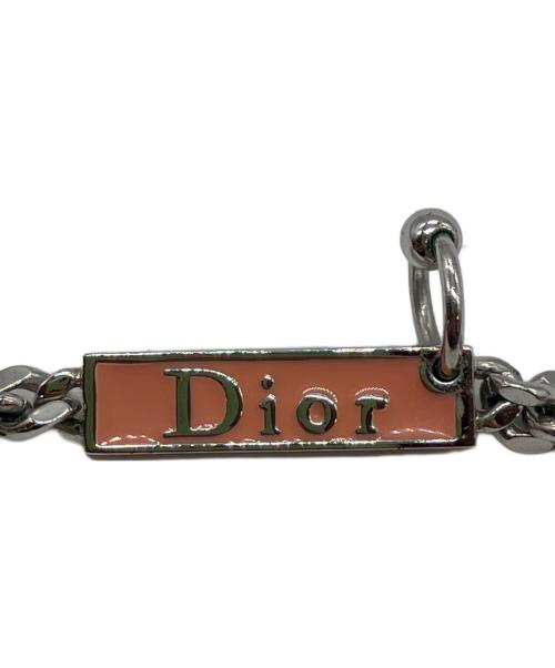 Christian Dior（クリスチャン ディオール）Christian Dior (クリスチャン ディオール) ロゴプレートチェーンブレスレット ピンクの古着・服飾アイテム