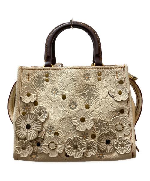 COACH（コーチ）COACH (コーチ) ティーローズ2WAYバッグ ブラウン×アイボリーの古着・服飾アイテム
