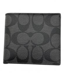 COACH（コーチ）の古着「シグネチャー　2つ折り財布」｜ブラック