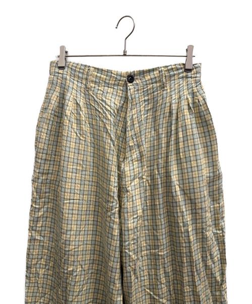 ANCELLM（アンセルム）ANCELLM (アンセルム) NEL CHECK EASY PANTS ベージュ×ブルー サイズ:2の古着・服飾アイテム