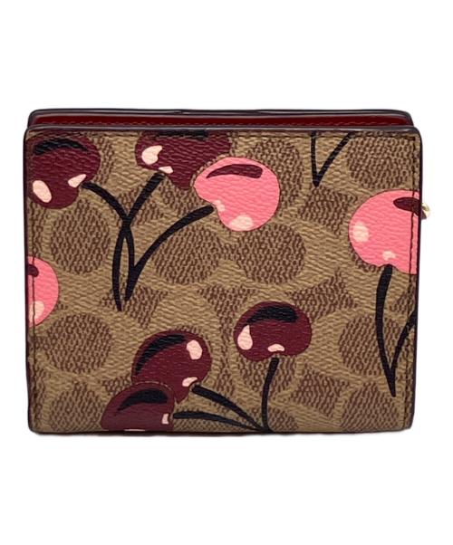COACH（コーチ）COACH (コーチ) チェリー柄2つ折り財布 ブラウンの古着・服飾アイテム