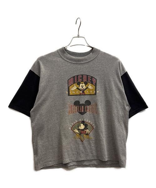 velva sheen（ベルバシーン）velva sheen (ベルバシーン) 90's半袖カットソー ブラック×ライトグレー サイズ:Ｌの古着・服飾アイテム