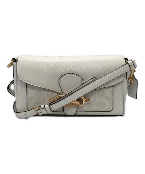 COACH（コーチ）COACH (コーチ) ぺブルレザー コーティングキャンバス シグネチャー  ホワイトの古着・服飾アイテム
