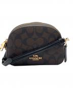COACHコーチ）の古着「シグネチャーミニショルダーバッグ」｜ブラック×ブラウン