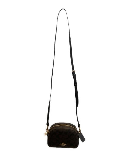 COACH（コーチ）COACH (コーチ) シグネチャーミニショルダーバッグ ブラック×ブラウンの古着・服飾アイテム