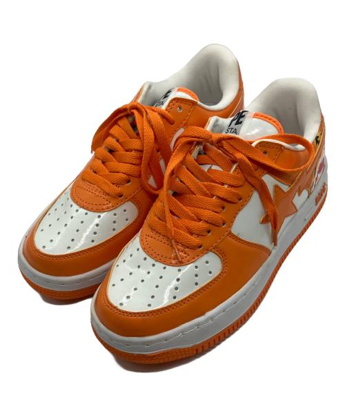 A BATHING APE（アベイシングエイプ）A BATHING APE (アベイシングエイプ) BAPESTA　ローカットスニーカー ホワイト×オレンジ サイズ:SIZE 23.5cmの古着・服飾アイテム
