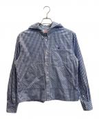 masuエムエーエスユー）の古着「HOODED B.D SHIRT」｜ブルー×ホワイト