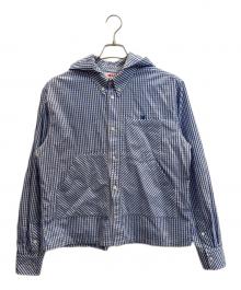 masu（エムエーエスユー）の古着「HOODED B.D SHIRT」｜ブルー×ホワイト