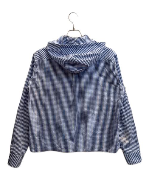 masu（エムエーエスユー）masu (エムエーエスユー) HOODED B.D SHIRT ブルー×ホワイト サイズ:48の古着・服飾アイテム