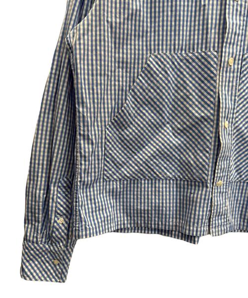 masu（エムエーエスユー）masu (エムエーエスユー) HOODED B.D SHIRT ブルー×ホワイト サイズ:48の古着・服飾アイテム