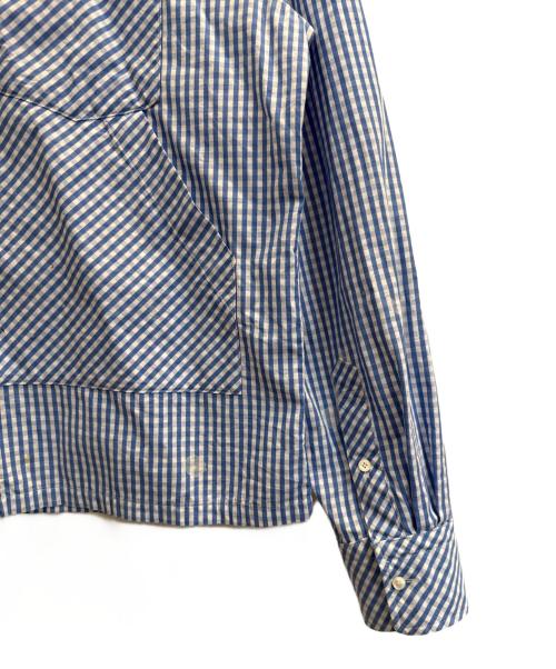 masu（エムエーエスユー）masu (エムエーエスユー) HOODED B.D SHIRT ブルー×ホワイト サイズ:48の古着・服飾アイテム