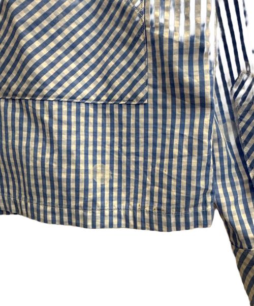 masu（エムエーエスユー）masu (エムエーエスユー) HOODED B.D SHIRT ブルー×ホワイト サイズ:48の古着・服飾アイテム