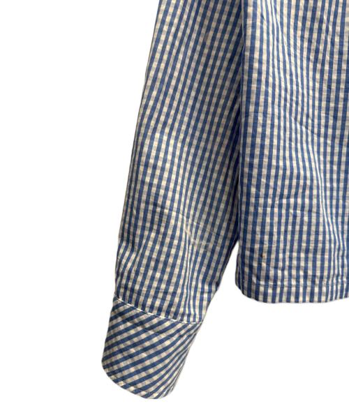 masu（エムエーエスユー）masu (エムエーエスユー) HOODED B.D SHIRT ブルー×ホワイト サイズ:48の古着・服飾アイテム